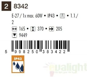 Aplica de perete exterior IP43, up light, negru Milano 8342 RX