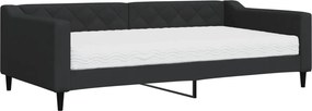 vidaXL Pat de zi cu saltea, negru, 100x200 cm, textil