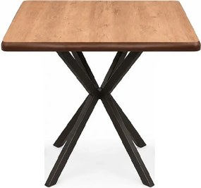 Set masa 80 cm blat MDF si  4 scaune Dnv Homs catifea gri, picioare metalice negre