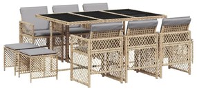 3210792 vidaXL Set mobilier de grădină cu perne, 11 piese, bej, poliratan