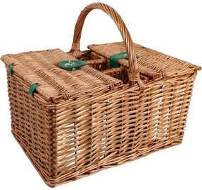 Arôme Coș de picnic pentru 4 persoane dungi verzi, 48 x 33 x 25 cm