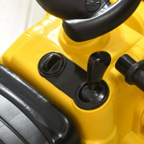 HOMCOM Excavator pentru Copii cu Cupă, Spătar și Spațiu de Depozitare Ascuns, Buldozer de Jucărie în PP și ABS, 80x26.5x39 cm, Galben și Negru | Aosom Romania