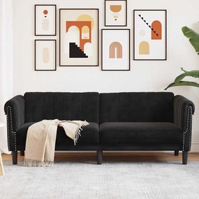 vidaXL Canapea cu 3 locuri, Negru, catifea
