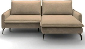 Coltar extensibil GLOSSY, sezlong dreapta, stofa catifelata bej - Rivi