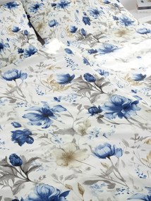Lenjerie de pat din bumbac FLORI ALBASTRE