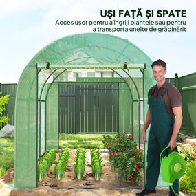 Outsunny Seră tip Tunel Walk-In 300 x 200 cm - Verde | Aosom Romania