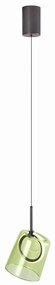 Pendul modern LED 3000K, inaltime reglabila, sticla, verde, Zula