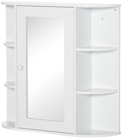 HOMCOM Dulap cu oglindă Dulap de baie Badezimmerschrank, 8 compartimente, uși cu oglindă, rezistent la apă, 66 cm x 17 cm x 63 cm, Alb | Aosom Romania