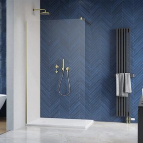 Paravan de dus tip Walk-in Radaway Modo New II auriu periat-transparent 155 cm sticla securizata 8 mm