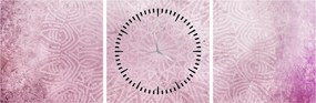 Tablou - Mandala pe zid roz (cu ceas) (90x30 cm)