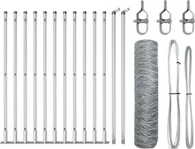 vidaXL Stâlp de gard. Argintiu 25 x 0,4 m (plasă de 50 mm) Oțel