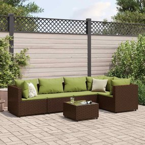 vidaXL Set mobilier de grădină cu perne, 6 piese, maro, poliratan