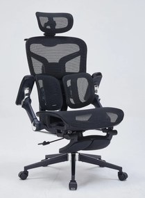 RESIGILAT- Scaun ergonomic premium DeluxStar T9 – cotiere 6D ultra moi, suport lombar adaptiv, spătar reglabil pe inaltime, tetiera 4D, mecanism multifunctional inclinare/blocare, pivotant, Mesh, Negru