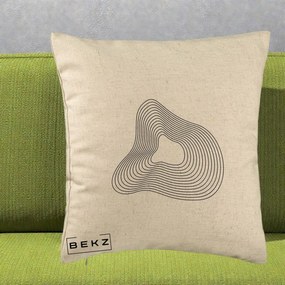Perna Decorativa Abstract Linii Organice, 40x40 cm, Bej, Husa Detasabila, Perna Inclusa, BEKZ®