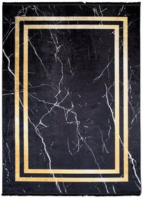Covor de designer întunecat cu model de marmură detaliu de aur Lăţime: 80 cm | Lungime: 150 cm