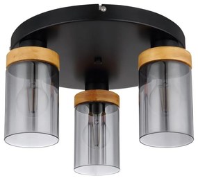 Plafoniera cu 3 surse de iluminat design modern FINCA negru mat, maro inchis