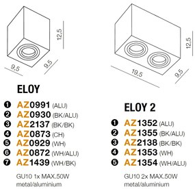 Spot aplicat tavan/plafon stil modern ELOY 1 Black/Alu