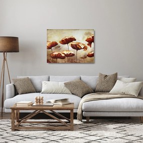 Tablou pe sticlă flori roșii (70x50 cm)