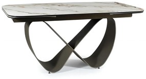 Set masa extensibila Infinity Ceramic alb/maro - L160-240 cm + 5 scaune Azalia piele olive