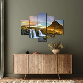 Tablou cu munții și cascade pe Islanda (150x105 cm)