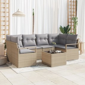 vidaXL Set de canapele pentru grădină 7 pcs Bej și gri 55 x 55 x 37 cm
