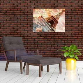 Tablou pe sticlă - Turnul Eiffel în stil vintage (70x50 cm)