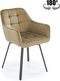 Scaun K588, bej - HLR 07, stofa catifelata/otel, 55x60x89 cm