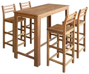 Set masa si scaune de bar 5 piese, lemn masiv de acacia 5