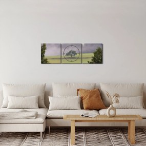 Tablou - Lunca cu copac (cu ceas) (90x30 cm)