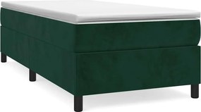 vidaXL Pat box spring cu saltea, verde închis, 90x200 cm, catifea