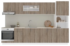 Set Bucatarie Karo V30, Stejar Sonoma Inchis/Alb, Blat Thermo 28 mm, L 320 cm