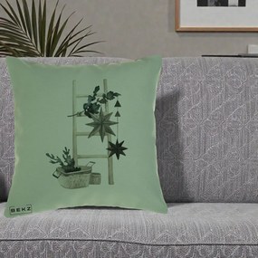 Perna Decorativa Scara Scandinavica cu Stele, 40x40 cm, Verde, Husa Detasabila, Perna Inclusa, BEKZ®