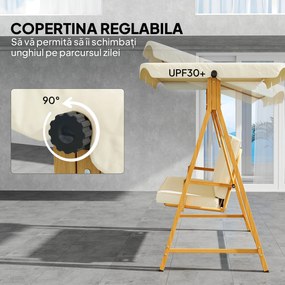 Outsunny Balansoar de Grădină 3 Locuri cu Acoperiș și Perne 195x120x170cm Bej | Aosom Romania
