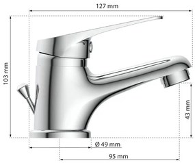 Eisl NI075SCR - Baterie pentru lavoar SPEED, alb/crom lucios