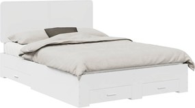 vidaXL Cadru de pat cu headboard Alb 140 x 190 cm Lemn compozit
