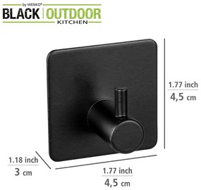 Cârlige negre 2 buc. autoadezive din oțel inoxidabil Black Outdoor Kitchen Ureo – Wenko