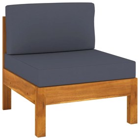 Canapele de mijloc, perne gri inchis, 2 buc. lemn masiv acacia 1, Morke gra, Canapea de mijloc (2 buc.)