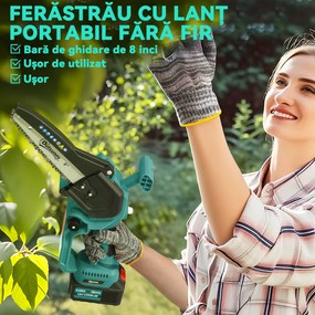 Outsunny Ferăstrău cu Acumulator 2 în 1 cu Tijă Telescopică și Motor Brushless Albastru | Aosom Romania
