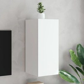 vidaXL Comodă TV de perete cu lumini LED, alb, 30,5x35x70 cm
