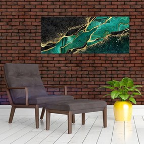 Tablou - Marmorat, petrol-auriu (120x50 cm)