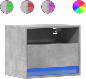 vidaXL Noptiere montate pe perete cu lumini LED, 2 buc., gri beton