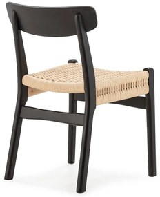 Scaune de dining negre 2 buc. din lemn de arbore de cauciuc Biel – MOME