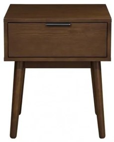 Noptiera din MDF, furnir si lemn cu 1 sertar, Casimiro Nuc, l45xA40xH53 cm