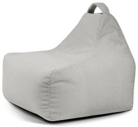 Fotoliu puf pentru copii gri deschis cu tapițerie din țesătură bouclé Game Amuse – SLOWDOWN