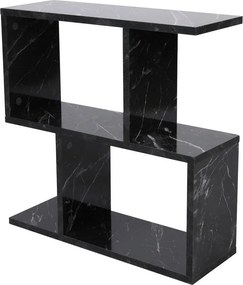 Masuta laterala LIFE, negru cu efect de marmura, PAL melaminat, 60x20x