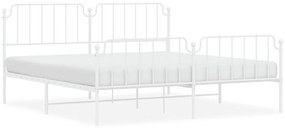 373960 vidaXL Cadru pat metalic cu tăblie de cap/picioare , alb, 193x203 cm