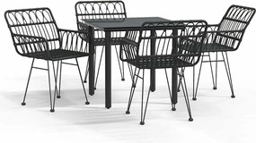 vidaXL Set mobilier de grădină, 5 piese, negru, poliratan