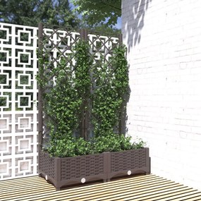 vidaXL Jardinieră de grădină cu spalier maro, 80x40x121,5 cm, PP