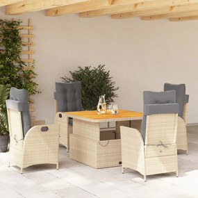 vidaXL Set mobilier de grădină cu perne, 5 piese, bej, poliratan