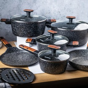 Set oale si tigai cu capace 16/20/24/28/24/24 CM Klausberg KB7831, antiaderente, curatare usoara